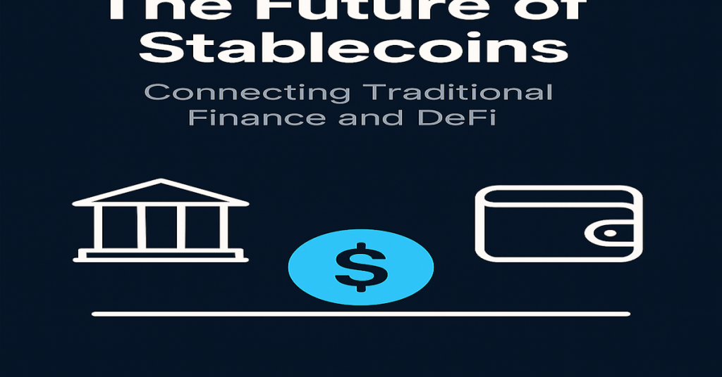 Stablecoin coin bridging a bank and blockchain network.